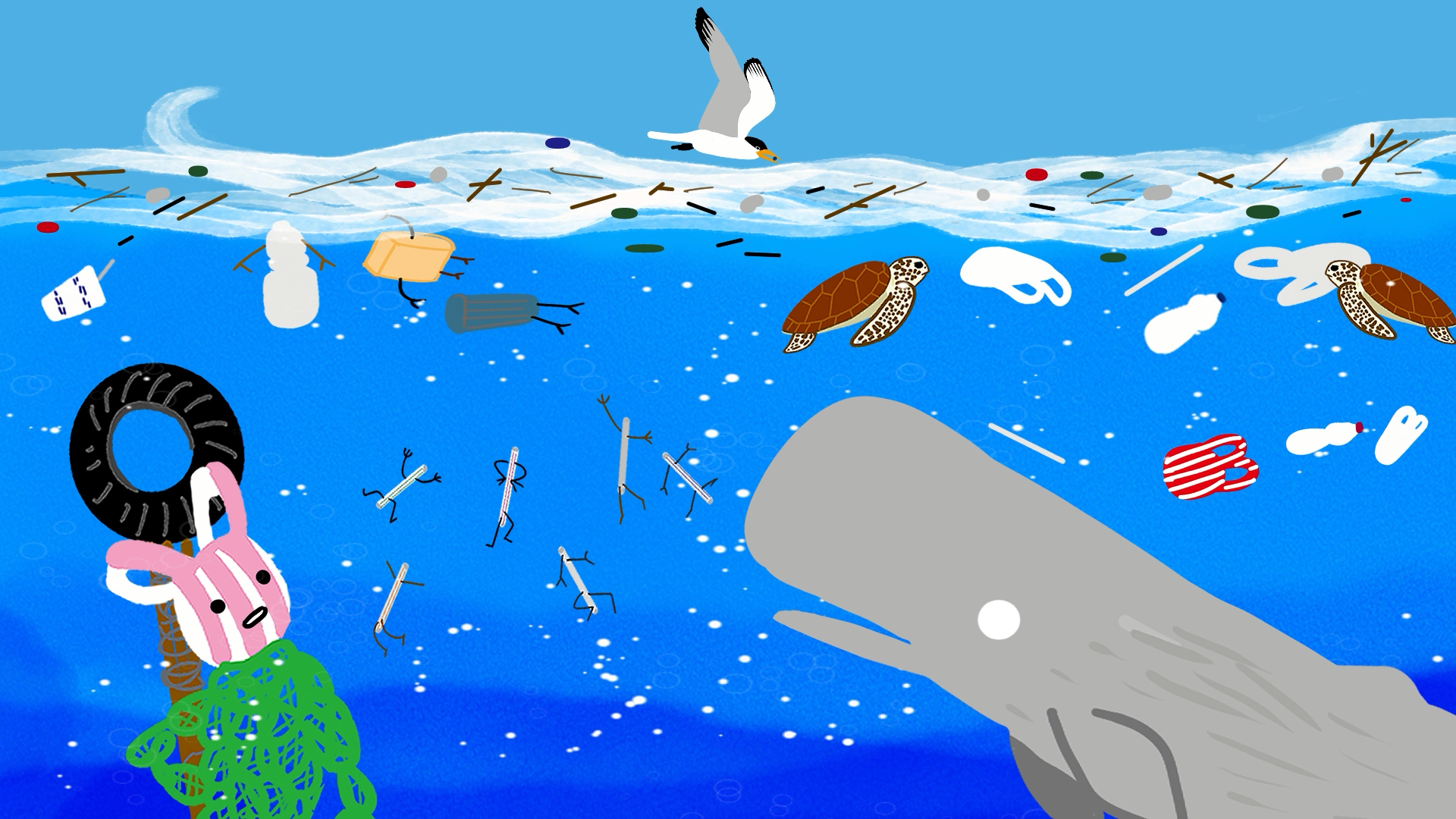 塑膠汙染造成海洋動物死亡